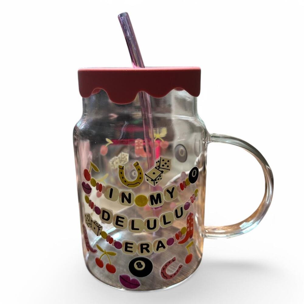 New "In My Delulu Era" Glass Tumbler with Straw